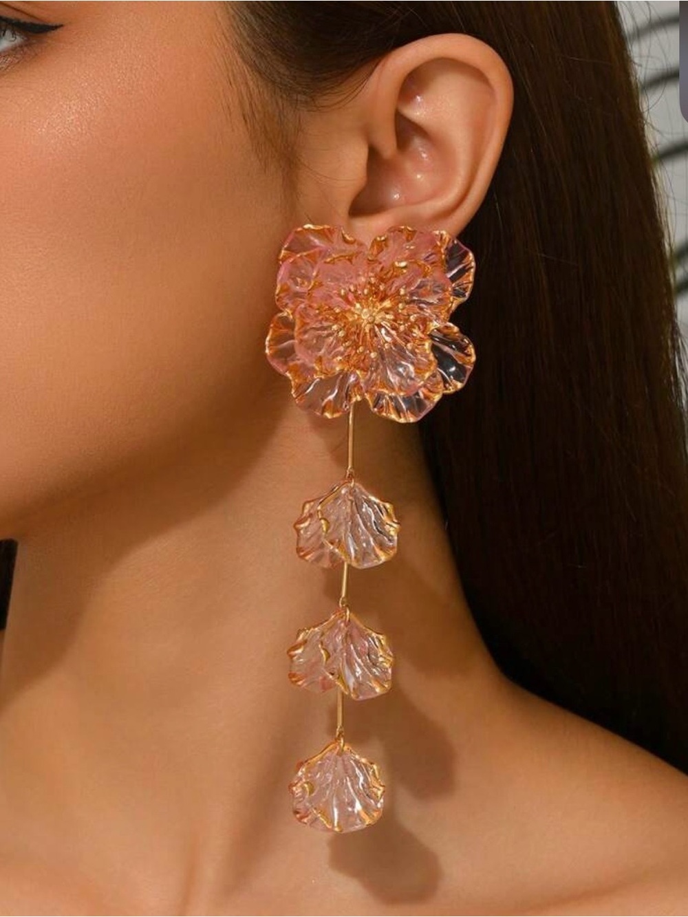Blush Pink Floral Petal Drop Earrings